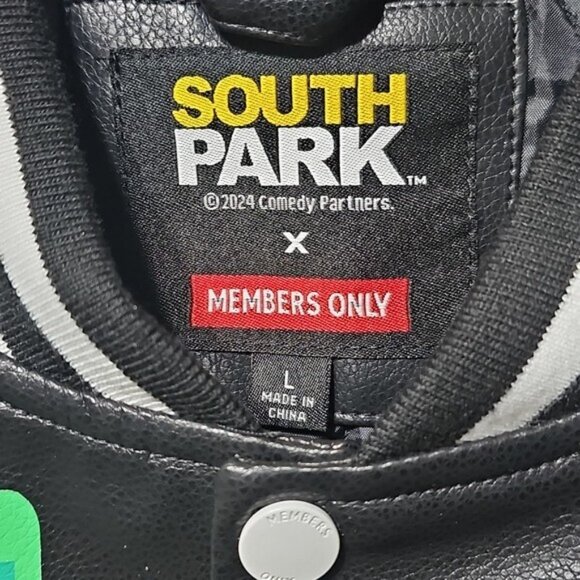 South Park x Members Only Black Bomber Varsity Jacket Size Large New - Picture 7 of 15